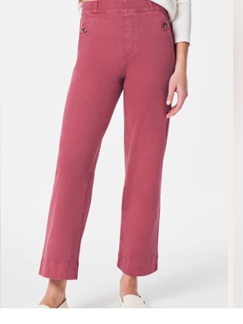 SPANX STRETCH TWILL CROPPED WIDE LEG PANTS